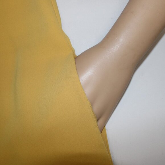 Ann Taylor Dress Sz 10 Mustard Yellow Pockets Knee Length 100% Polyester Dress - Picture 12 of 14